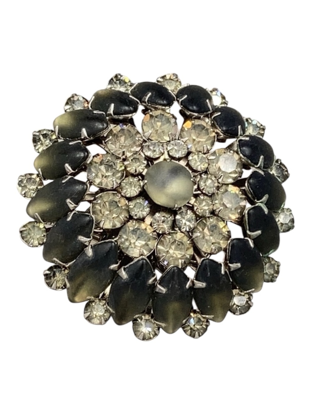Vintage Judy Lee Black Diamond Rhinestone Brooch